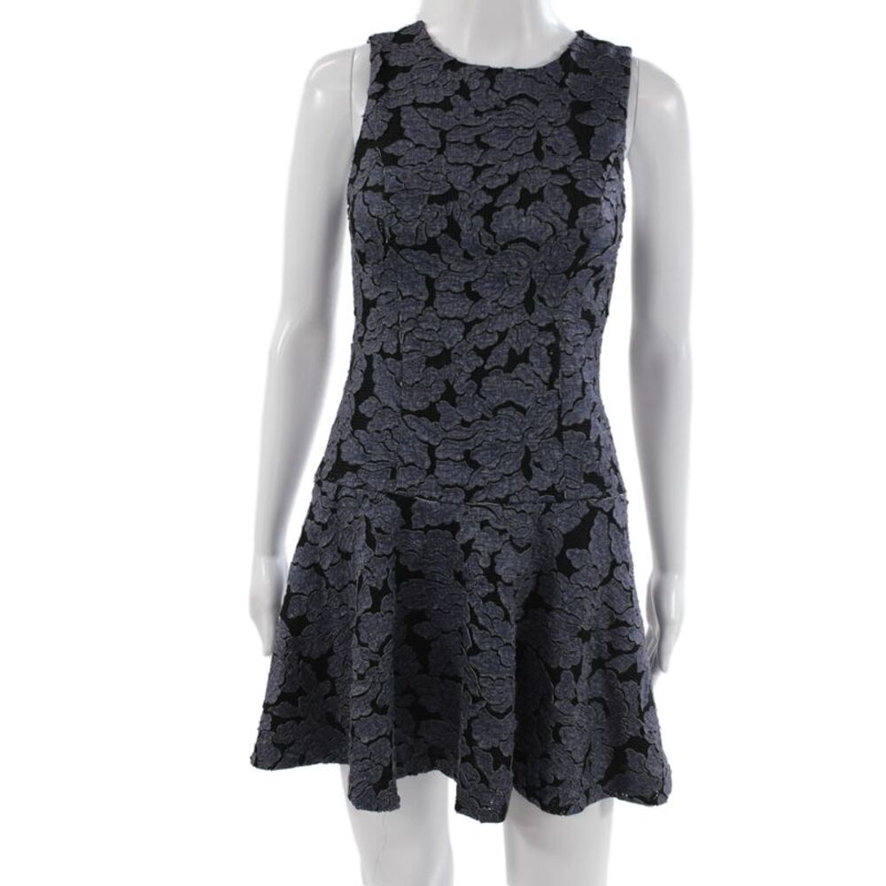 Alice + Olivia Women Fit & Flare Dress Dark Gray Floral Sleeveless Zip Size 0
